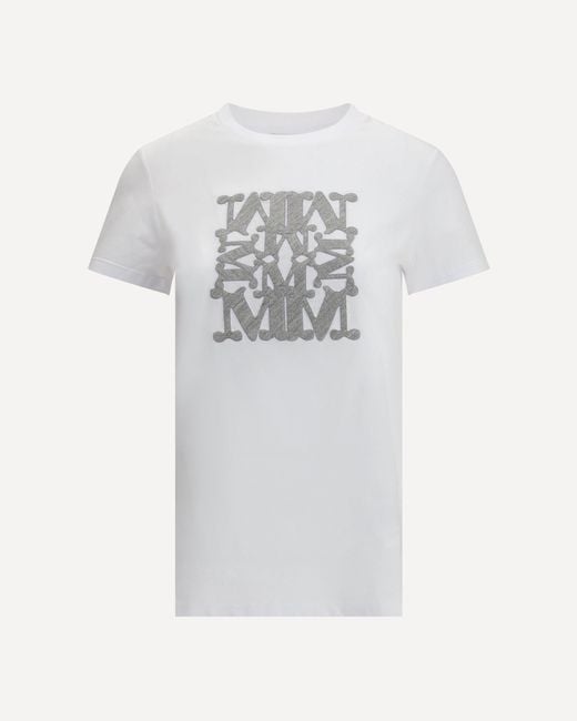 Max Mara White Embroidered Monogram T-Shirt