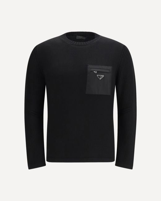 Prada Black Virgin Wool Sweater for men