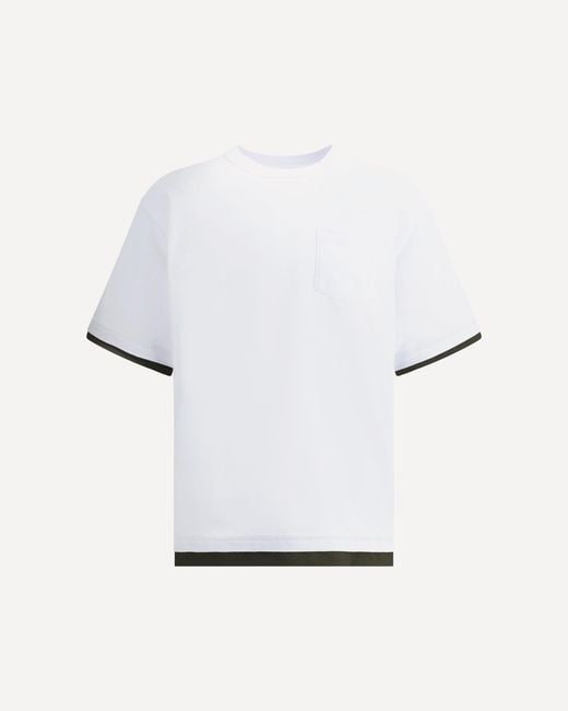Sacai White T-Shirt Double Layers for men