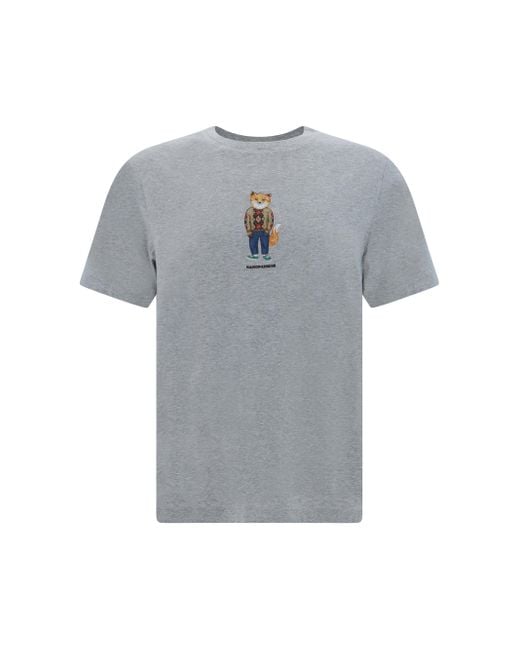Maison Kitsuné Gray T-Shirt Dressed Fox for men