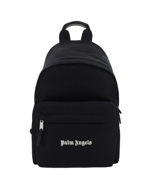 Palm Angels Black Cordura Logo Backpack for men