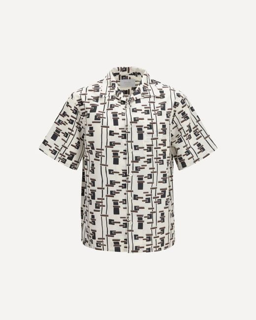 Prada White Patterned Bowling Shirt for men