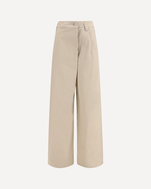 Brunello Cucinelli Natural Wide-Leg Cotton Pants With Monili
