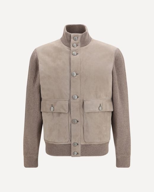 Brunello Cucinelli Gray Suede Jacket for men