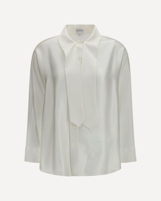 Bottega Veneta White Oversized Fluid Silk Satin Shirt