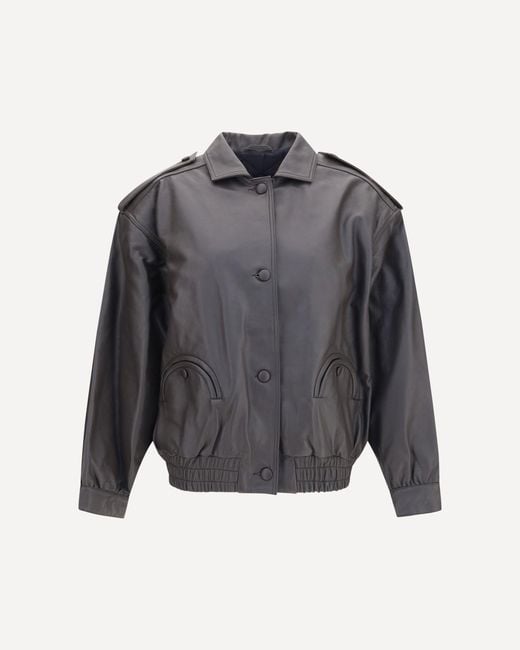 Blazé Milano Gray Charlie Ares Leather Bomber Jacket