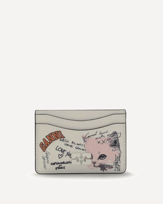 Ganni White Kitty Card Holder