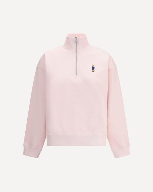 Maison Kitsuné Pink Dressed Fox High Neck And Zip Sweatshirt