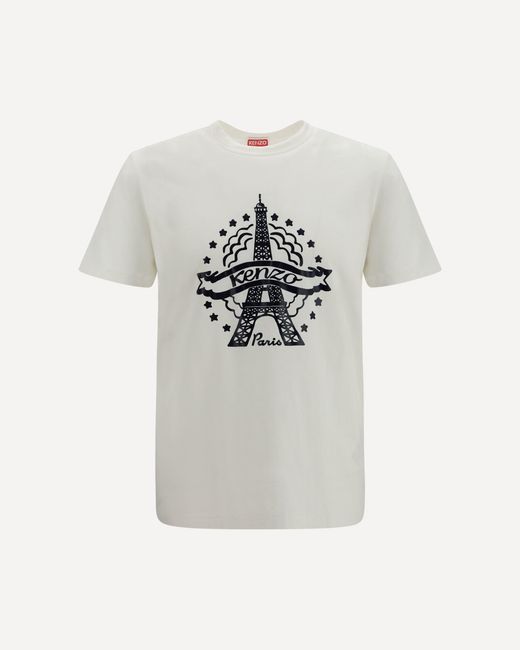 KENZO Gray Eiffel Tower Design Cotton T-Shirt for men