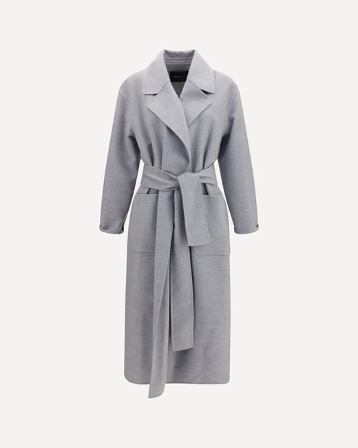 Fabiana Filippi Gray Belted Double Wool Coat