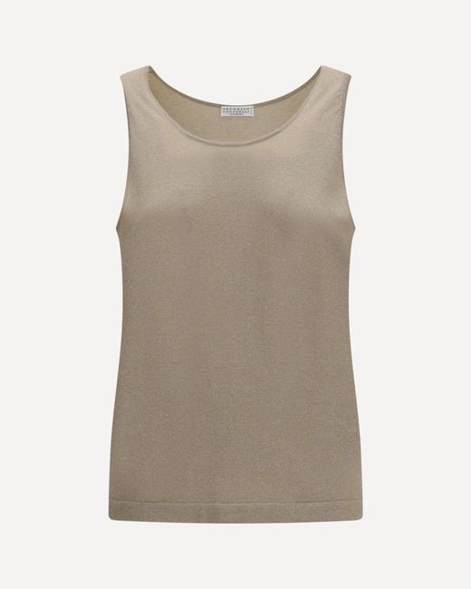 Brunello Cucinelli Natural Luminous Knit Tank Top
