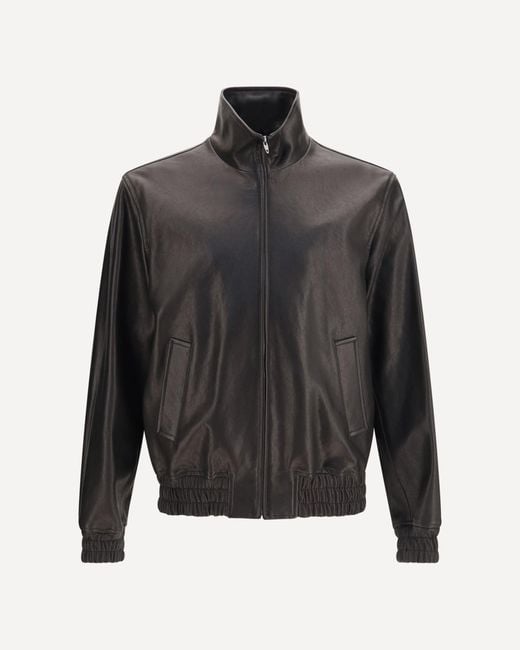 Valentino Gray Leather Zip Jacket for men