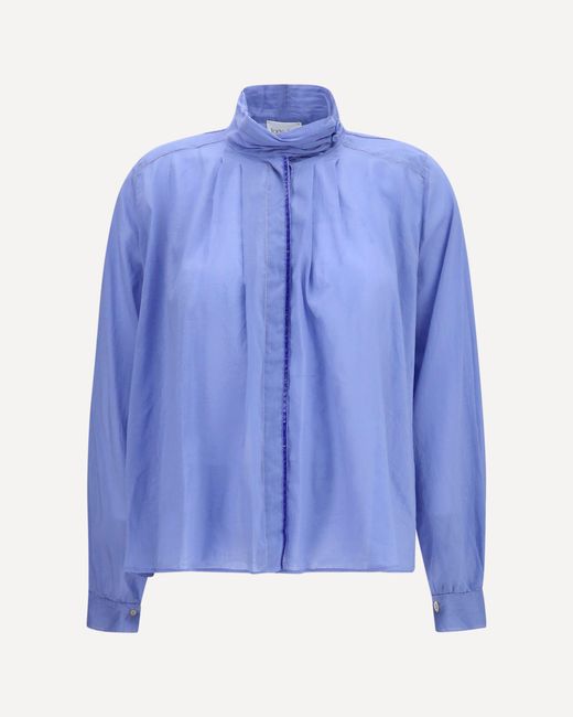Forte_forte Blue Forte_Forte Pleated High-Neck Blouse