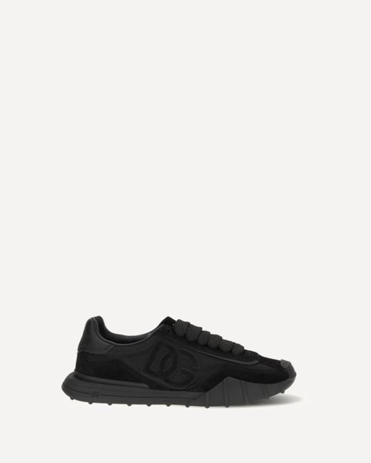 Dolce & Gabbana Black Calf Leather Bos Taurus Athletic Sneakers for men