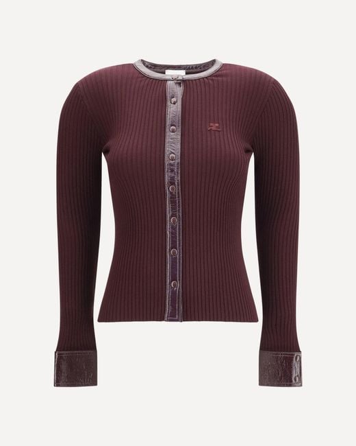 Courreges Purple Vinyl And Knit Cardigan