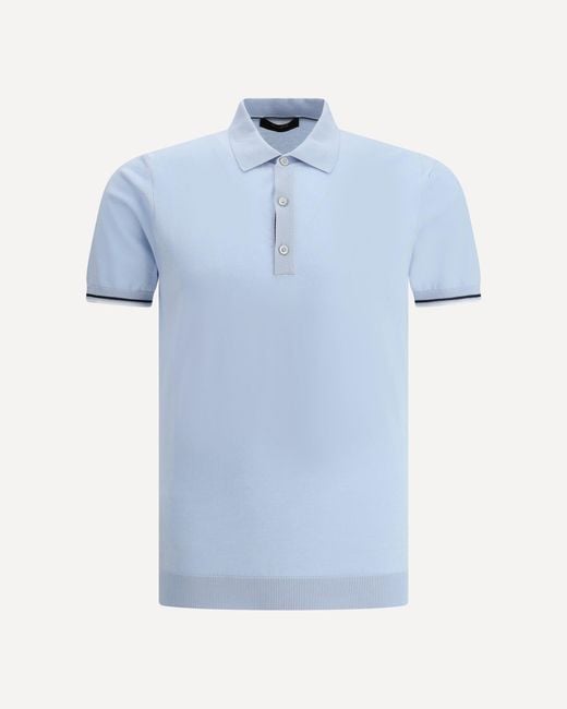 Moorer Blue Cotton Polo Shirt for men