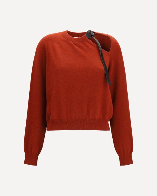 Ferragamo Red Crewneck Sweater With Cut-Out Detail