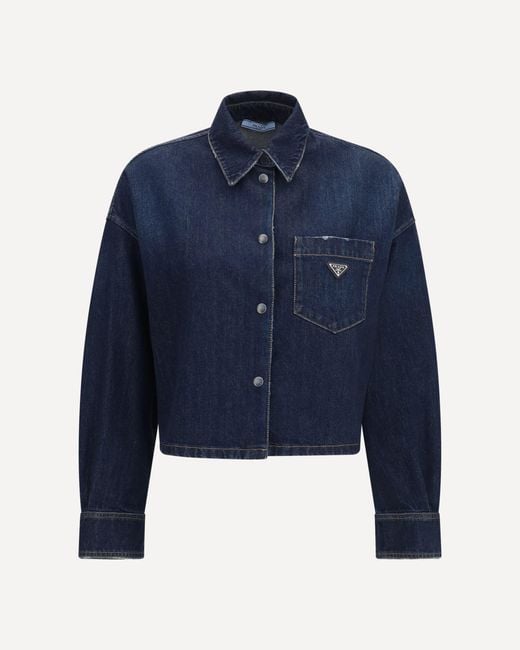 Prada Blue Denim Shirt With Logo