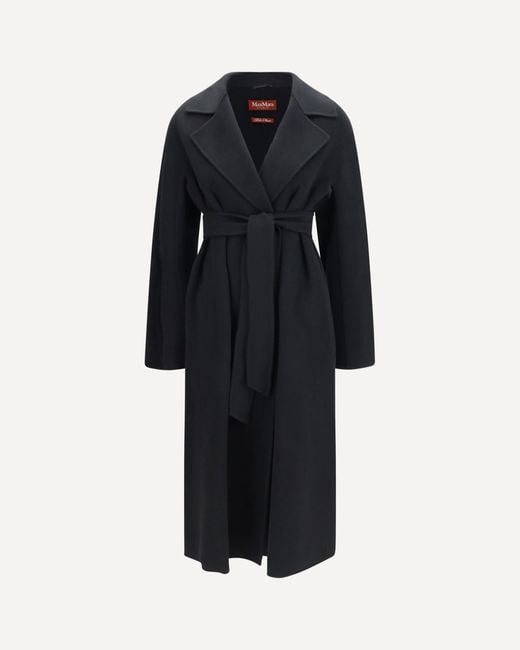 Max Mara Black Long Robe Coat