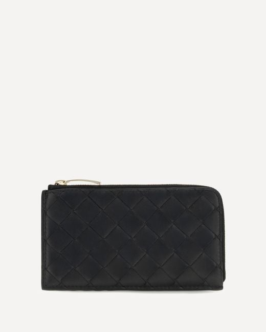 Bottega Veneta Black Intrecciato Zip Card Holder