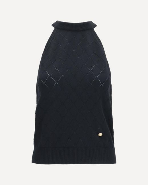 Balmain Blue Sleeveless Wool Crewneck Top