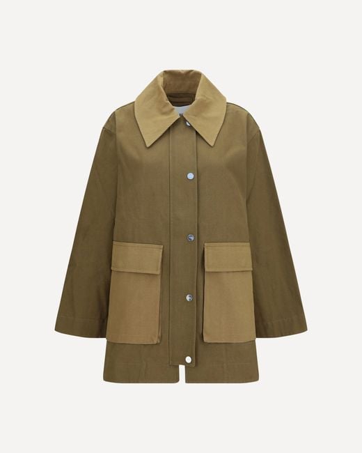 Ganni Green Oversized Cotton Jacket