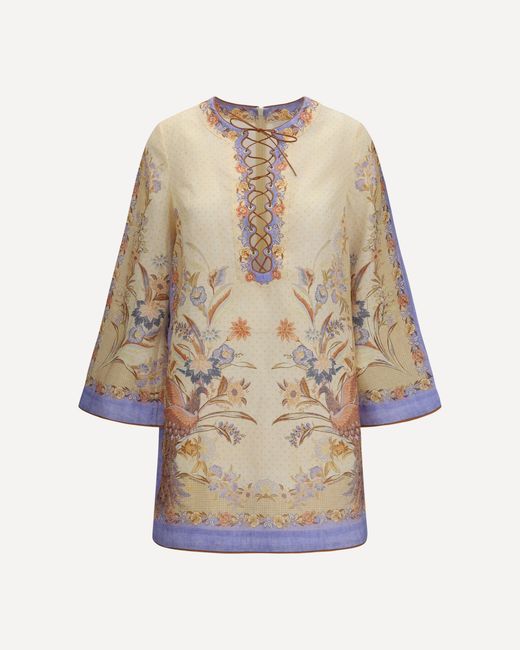 Zimmermann Natural Indra Floral Tunic Dress