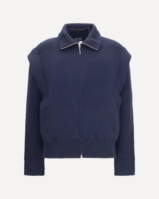 Giorgio Armani Blue Padded Virgin Wool Bomber Jacket
