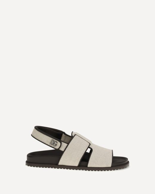 Dolce & Gabbana White Dolce & Gabbana Fabric And Leather Sandals for men