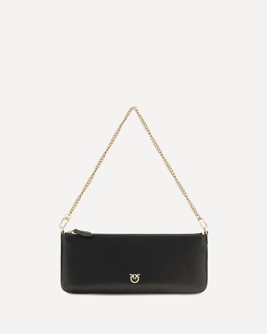 Pinko White Horizontal Flat Leather Shoulder Bag