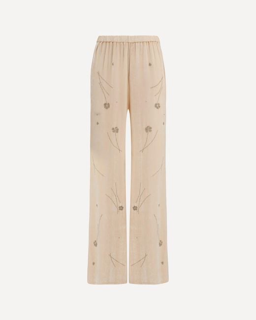 Forte_forte Natural Forte_Forte Fleurs D'Orient Embroidered Crushed Velvet Trousers