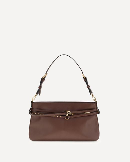 Pinko Brown Leather Shoulder Bag