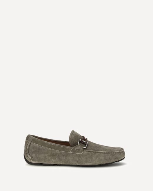 Ferragamo White Suede Loafer for men