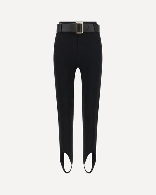 Self-Portrait Black Stretch Jersey Leggings With Belt