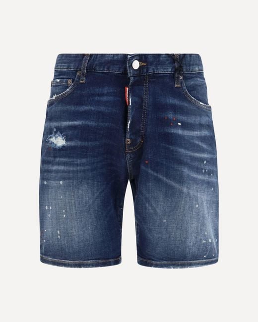 DSquared² Blue Distressed Denim Shorts for men