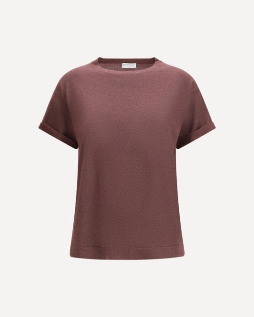 Brunello Cucinelli Purple Cashmere Glitter T-Shirt