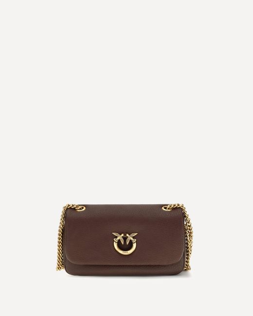 Pinko Brown Medium Love Bag Click Soft Horizontal Shoulder Bag