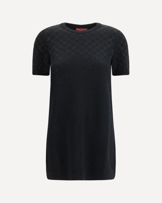 Gucci Black Wool-Blend Mini Dress