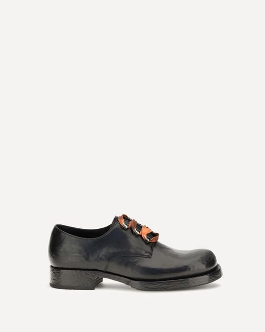 Prada White Distressed Leather Lace-Up Shoes for men