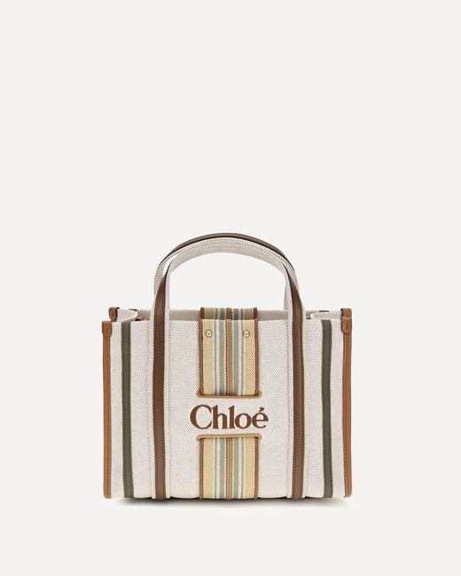 Chloé Natural Small Woody Loop Canvas Tote Bag