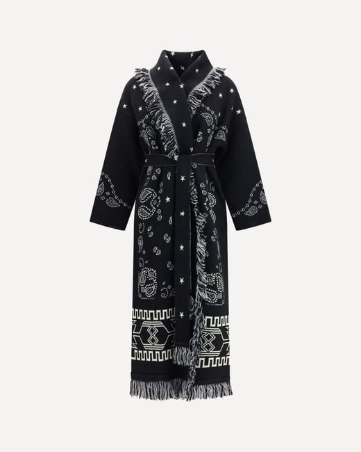 Alanui Black Bandana Jacquard Coat