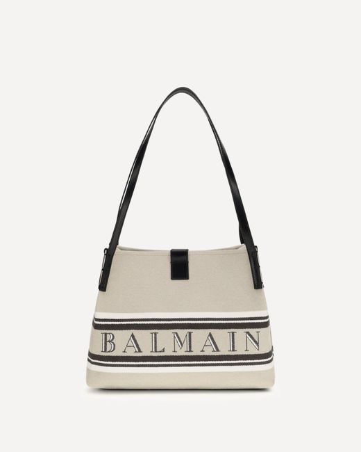 Balmain White Canvas Shoulder Bag