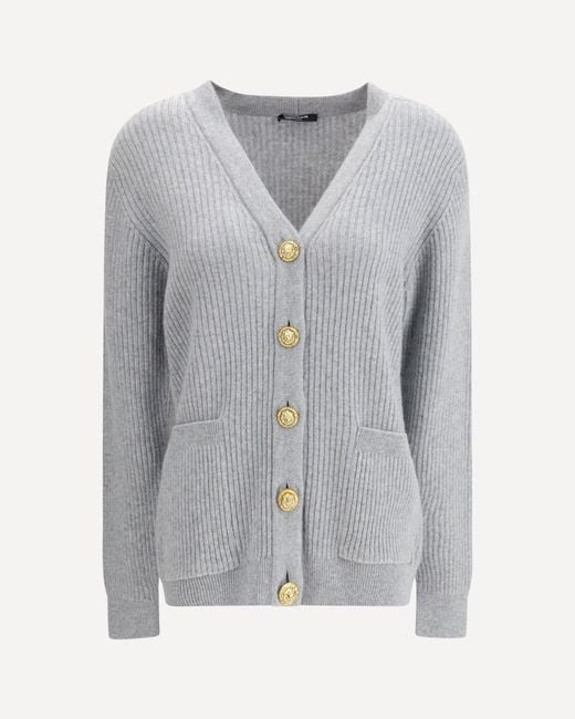 Balmain Gray Long Cashmere Cardigan