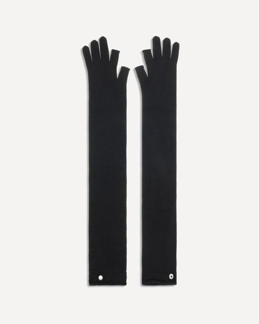 Rick Owens Black Long Fingerless Wool Gloves