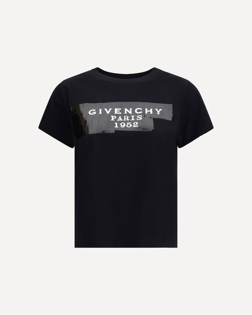 Givenchy Black Cotton T-Shirt With Print Tape