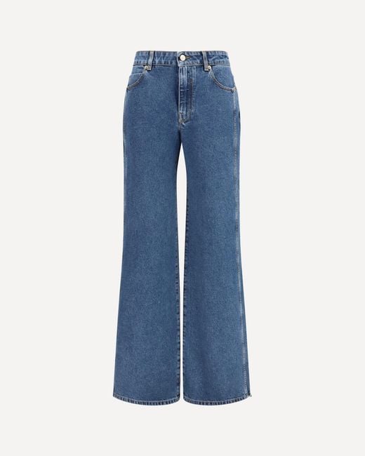 Balmain Blue Straight Wide-Leg Jeans