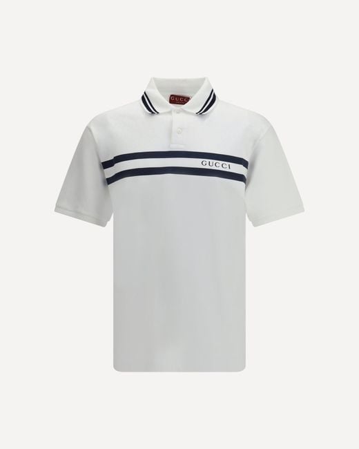 Gucci White Cotton Polo Shirt for men