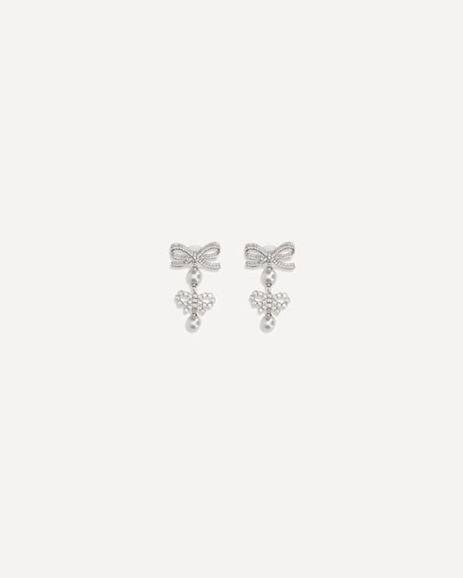 Self-Portrait Natural Double Bow Pearl Earrings