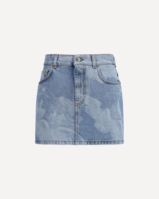 Fiorucci Blue Angel-Print Denim Mini Skirt