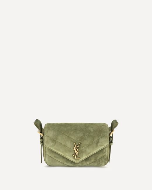 Saint Laurent Green Small Loulou Matelassé Suede Shoulder Bag
